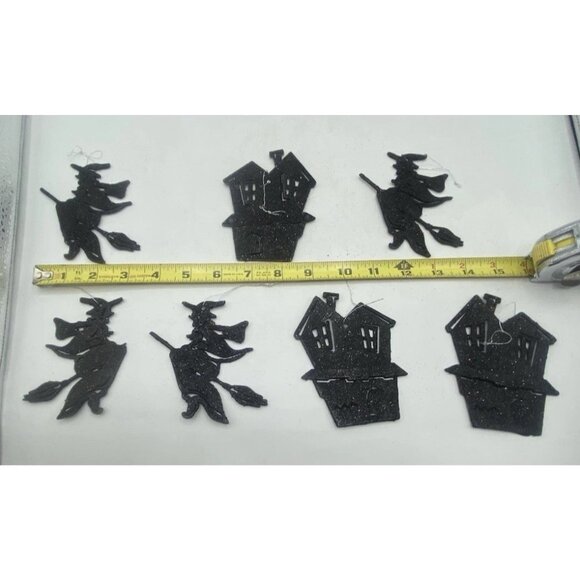 Halloween Tree Ornament Lot of 12 Witch Pumpkin Cat Skeleton Haunted House Decor - Picture 5 of 11